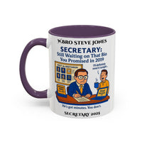 Premium Personalised Freemason Colour Rim Mug - Secretary Design - Still waiting... - Masonic Mugs