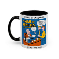 Premium Personalised Freemason Colour Rim Mug - Secretary Design - the man with the minutes - Masonic Mugs