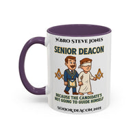 Premium Personalised Freemason Colour Rim Mug - Senior Deacon Design - Because the candidates not going to guide himself. - Masonic Mugs