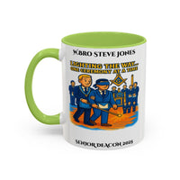 Premium Personalised Freemason Colour Rim Mug - Senior Deacon Design - Lighting the way one ceremony at a time - Masonic Mugs