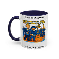 Premium Personalised Freemason Colour Rim Mug - Senior Deacon Design - Lighting the way one ceremony at a time - Masonic Mugs