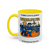 Premium Personalised Freemason Colour Rim Mug - Senior Deacon Design - Lighting the way one ceremony at a time - Masonic Mugs