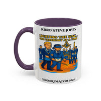 Premium Personalised Freemason Colour Rim Mug - Senior Deacon Design - Lighting the way one ceremony at a time - Masonic Mugs