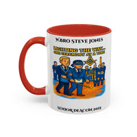 Premium Personalised Freemason Colour Rim Mug - Senior Deacon Design - Lighting the way one ceremony at a time - Masonic Mugs