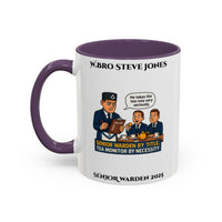 Premium Personalised Freemason Colour Rim Mug - Senior Warden Design - By Tiltle, Tea Monitor by Necessity - Masonic Mugs