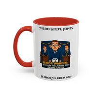 Premium Personalised Freemason Colour Rim Mug - Senior Warden Design - Ears on the Master - Masonic Mugs