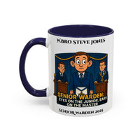 Premium Personalised Freemason Colour Rim Mug - Senior Warden Design - Ears on the Master - Masonic Mugs