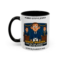 Premium Personalised Freemason Colour Rim Mug - Senior Warden Design - Ears on the Master - Masonic Mugs