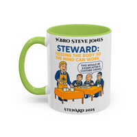 Premium Personalised Freemason Colour Rim Mug - Steward Design - Feeding the body - Masonic Mugs