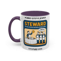 Premium Personalised Freemason Colour Rim Mug - Steward Design - the real reason anyone attends lodge - Masonic Mugs