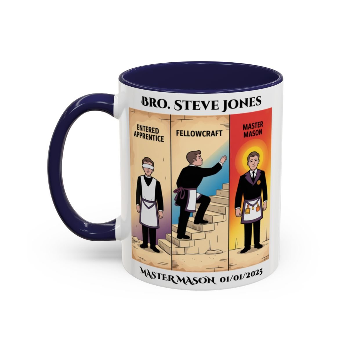 Premium Personalised Freemason Colour Rim Mug - Third Degree - Master Mason - Masonic Mugs