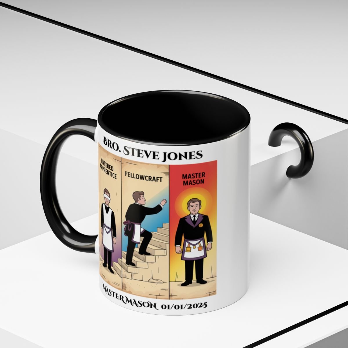 Premium Personalised Freemason Colour Rim Mug - Third Degree - Master Mason - Masonic Mugs