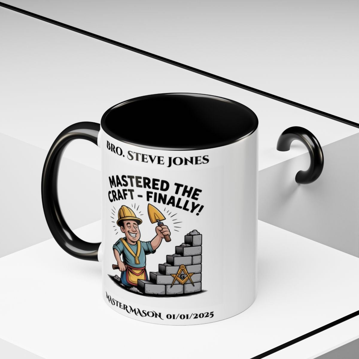 Premium Personalised Freemason Colour Rim Mug - Third Degree - Master Mason - Masted the Craft Finally. - Masonic Mugs