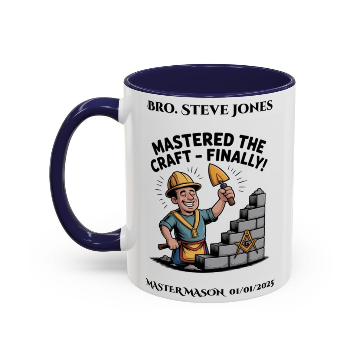 Premium Personalised Freemason Colour Rim Mug - Third Degree - Master Mason - Masted the Craft Finally. - Masonic Mugs