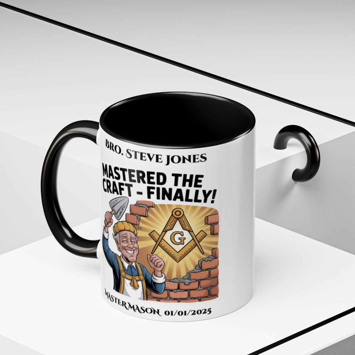 Premium Personalised Freemason Colour Rim Mug - Third Degree - Master Mason - Mastered the Craft finally - Masonic Mugs
