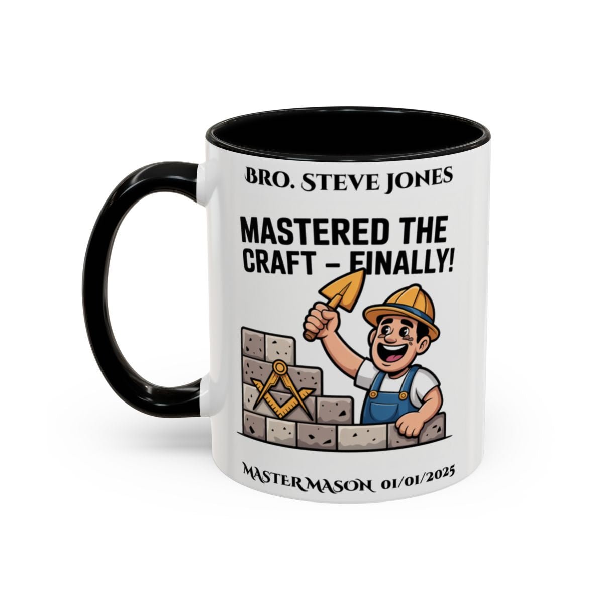 Premium Personalised Freemason Colour Rim Mug - Third Degree - Master Mason - Mastered the Craft finally - Masonic Mugs