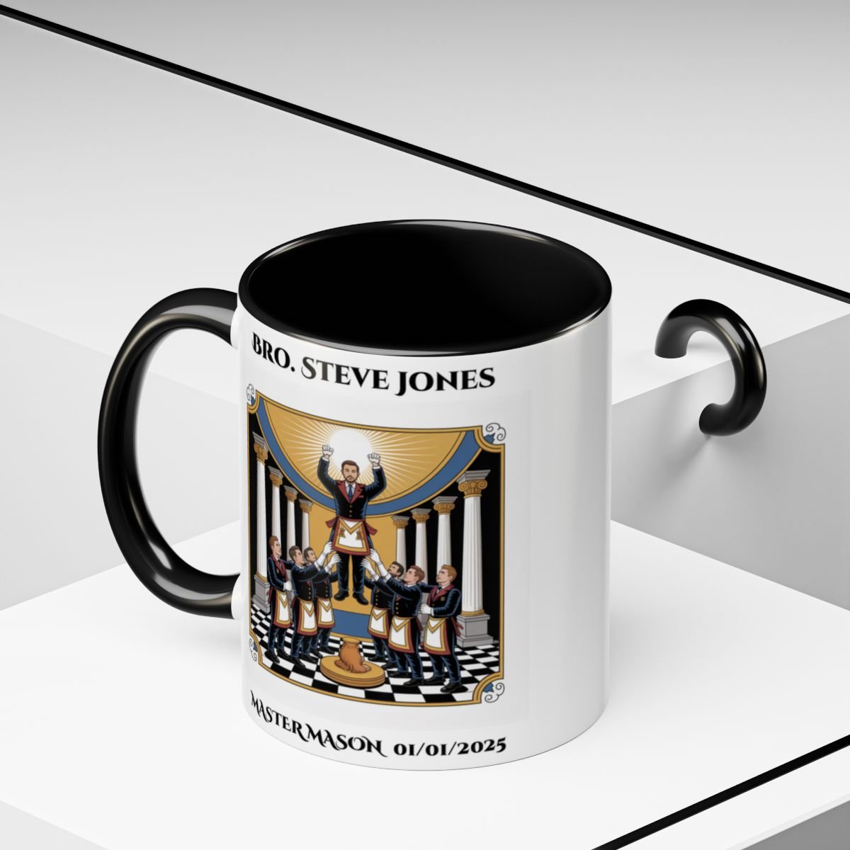 Premium Personalised Freemason Colour Rim Mug - Third Degree - Master Mason - Raised - Masonic Mugs