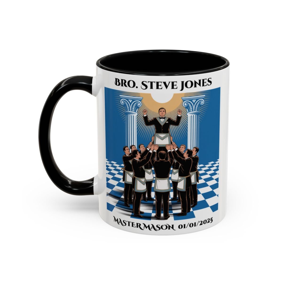 Premium Personalised Freemason Colour Rim Mug - Third Degree - Master Mason - Raised - Masonic Mugs