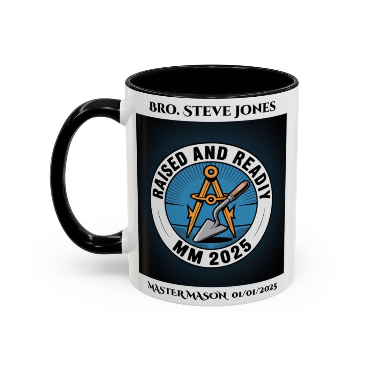 Premium Personalised Freemason Colour Rim Mug - Third Degree - Master Mason - Raised and Ready - Masonic Mugs