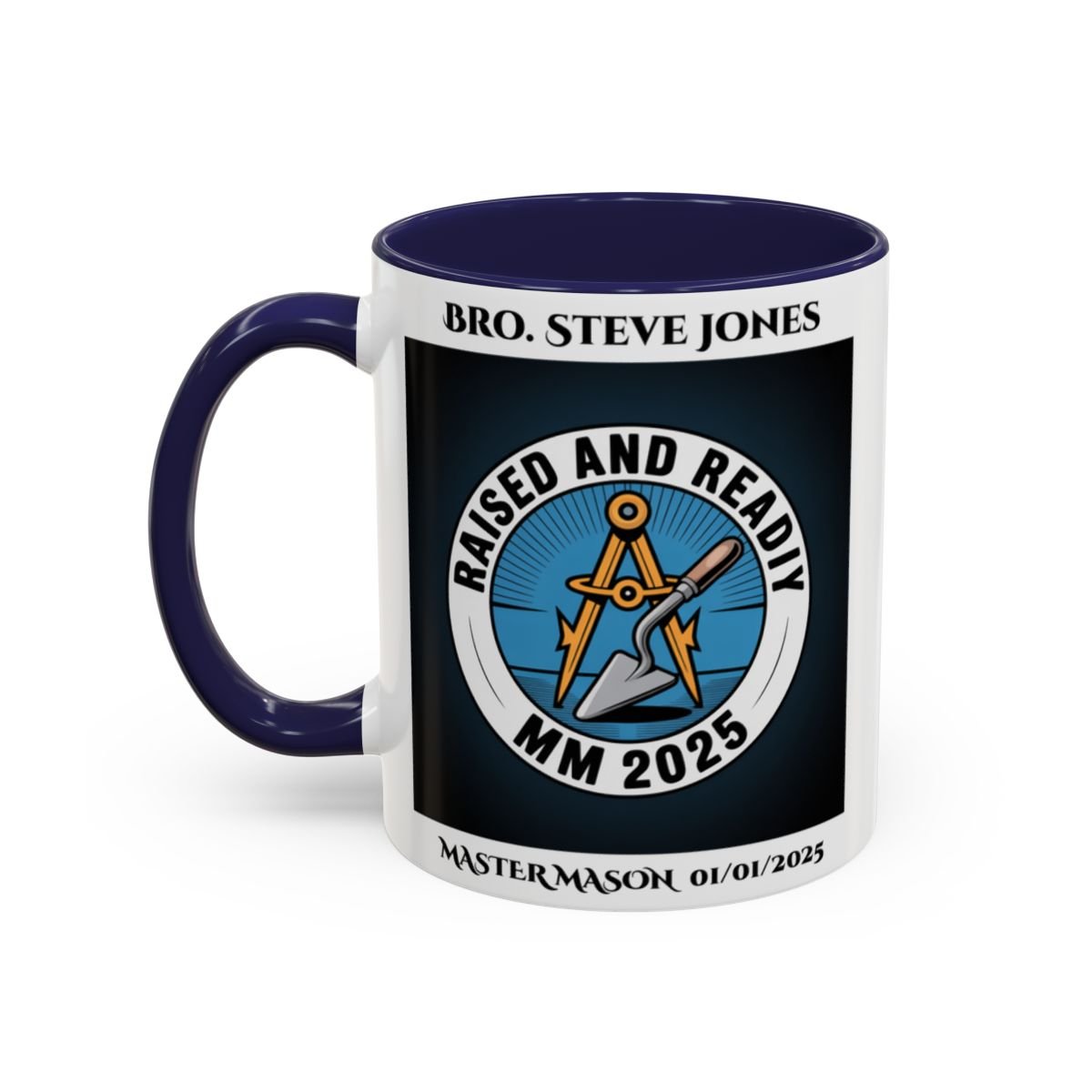 Premium Personalised Freemason Colour Rim Mug - Third Degree - Master Mason - Raised and Ready - Masonic Mugs