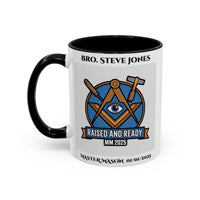 Premium Personalised Freemason Colour Rim Mug - Third Degree - Master Mason - Raised and Ready - Masonic Mugs