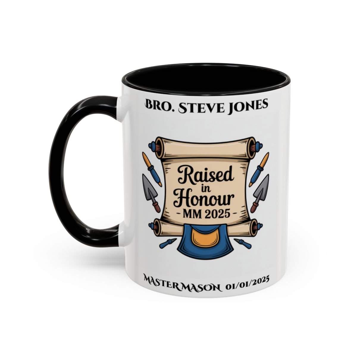 Premium Personalised Freemason Colour Rim Mug - Third Degree - Master Mason - Raised in Honour - Masonic Mugs