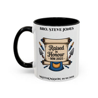Premium Personalised Freemason Colour Rim Mug - Third Degree - Master Mason - Raised in Honour - Masonic Mugs