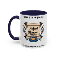 Premium Personalised Freemason Colour Rim Mug - Third Degree - Master Mason - Raised in Honour - Masonic Mugs