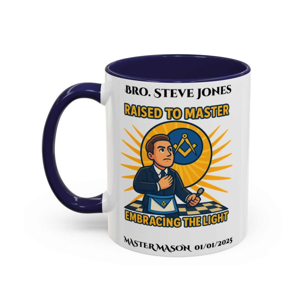 Premium Personalised Freemason Colour Rim Mug - Third Degree - Master Mason - Rasied to Master - Masonic Mugs