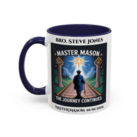 Premium Personalised Freemason Colour Rim Mug - Third Degree - Master Mason - The Journey Continues - Masonic Mugs
