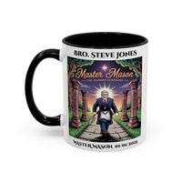 Premium Personalised Freemason Colour Rim Mug - Third Degree - Master Mason - The Journey Continues - Masonic Mugs
