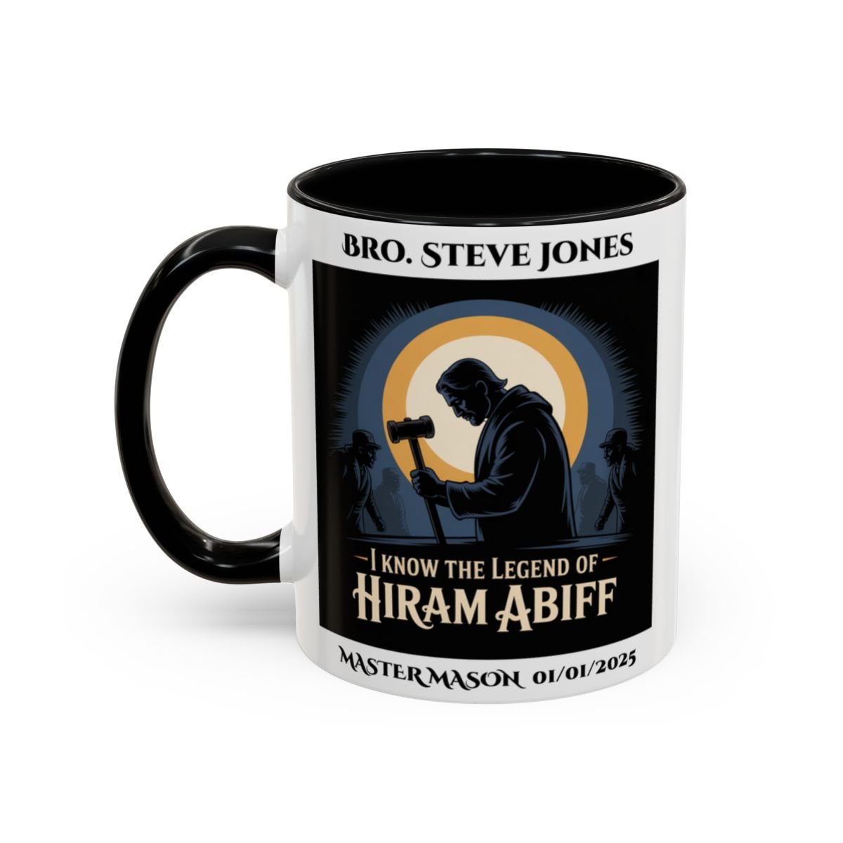 Premium Personalised Freemason Colour Rim Mug - Third Degree - Master Mason - The know the legend of Hiram Abiff - Masonic Mugs
