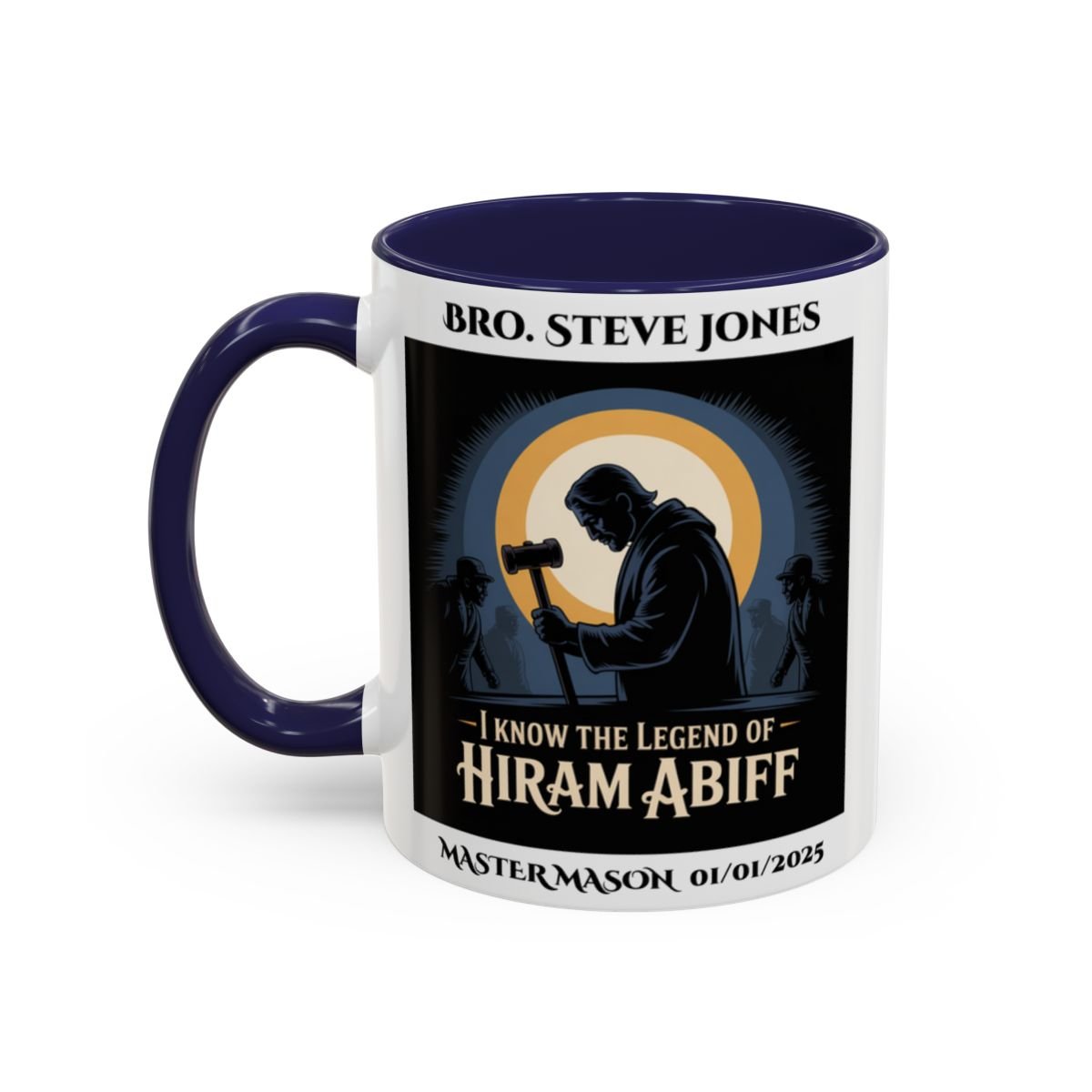 Premium Personalised Freemason Colour Rim Mug - Third Degree - Master Mason - The know the legend of Hiram Abiff - Masonic Mugs