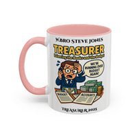 Premium Personalised Freemason Colour Rim Mug - Treasurer Design - Balancing the books - Masonic Mugs