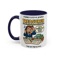 Premium Personalised Freemason Colour Rim Mug - Treasurer Design - Balancing the books - Masonic Mugs