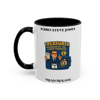 Premium Personalised Freemason Colour Rim Mug - Treasurer Design - Guardian of the lodge finances - Masonic Mugs
