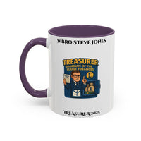 Premium Personalised Freemason Colour Rim Mug - Treasurer Design - Guardian of the lodge finances - Masonic Mugs