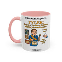 Premium Personalised Freemason Colour Rim Mug - Tyler Design - Keeper of the door - Masonic Mugs