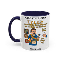 Premium Personalised Freemason Colour Rim Mug - Tyler Design - Keeper of the door - Masonic Mugs