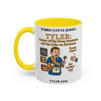 Premium Personalised Freemason Colour Rim Mug - Tyler Design - Keeper of the door - Masonic Mugs