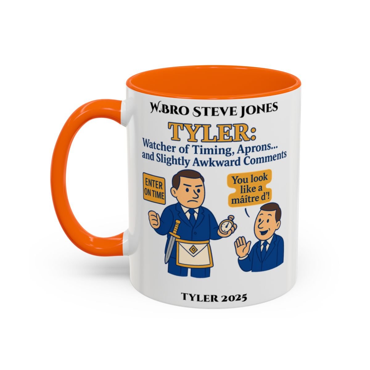 Premium Personalised Freemason Colour Rim Mug - Tyler Design - Slightly awkward commentspng - Masonic Mugs
