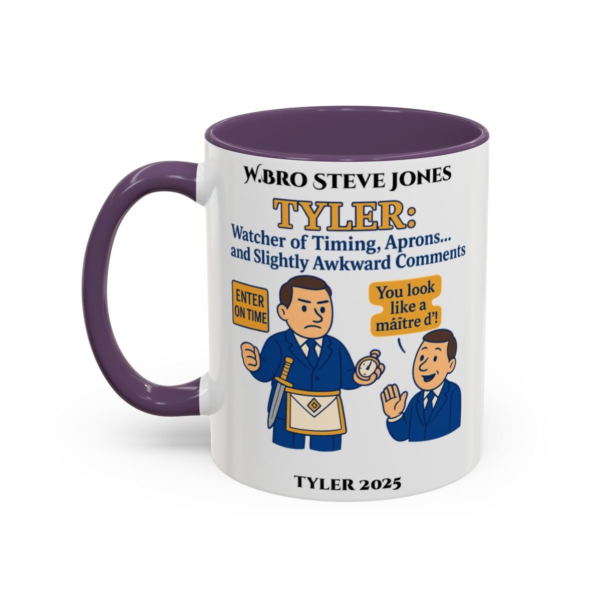 Premium Personalised Freemason Colour Rim Mug - Tyler Design - Slightly awkward commentspng - Masonic Mugs