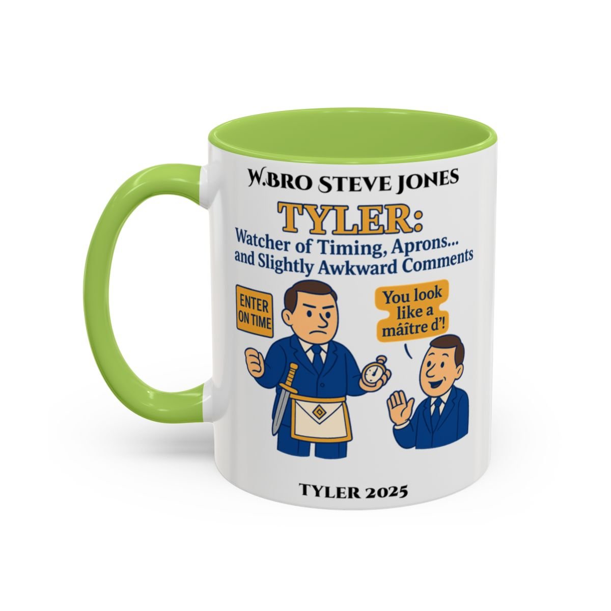 Premium Personalised Freemason Colour Rim Mug - Tyler Design - Slightly awkward commentspng - Masonic Mugs