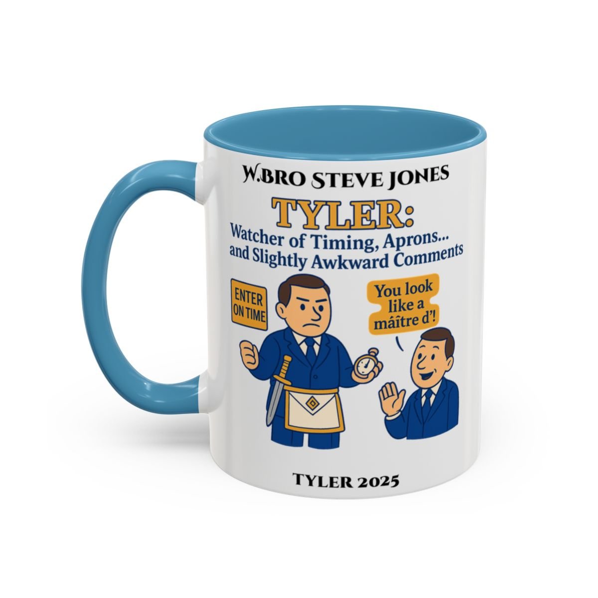 Premium Personalised Freemason Colour Rim Mug - Tyler Design - Slightly awkward commentspng - Masonic Mugs