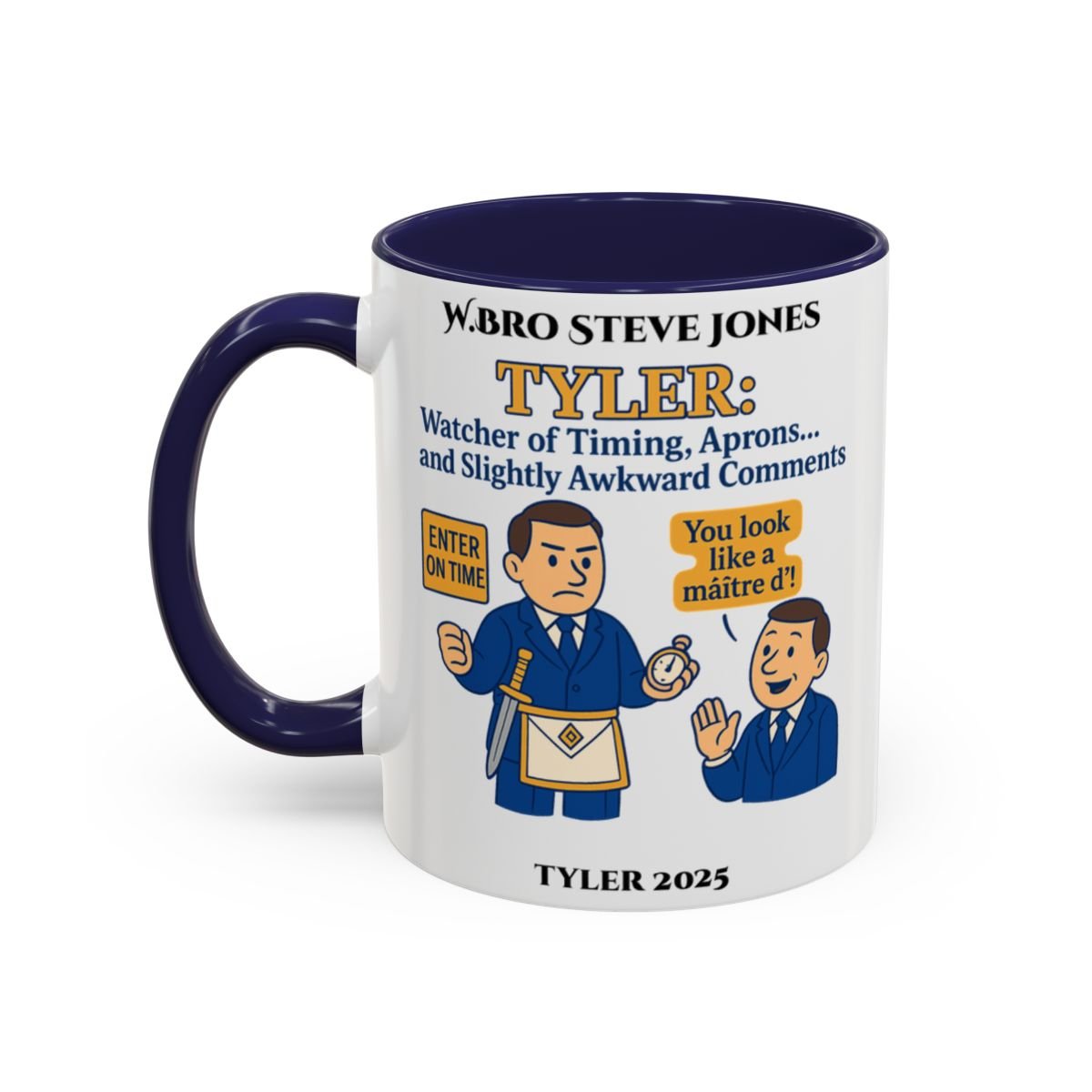 Premium Personalised Freemason Colour Rim Mug - Tyler Design - Slightly awkward commentspng - Masonic Mugs