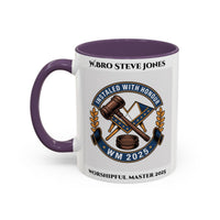 Premium Personalised Freemason Colour Rim Mug - Worshipful Master Design - 2025 Installed - with - honour - Masonic Mugs