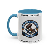 Premium Personalised Freemason Colour Rim Mug - Worshipful Master Design - 2025 Installed - with - honour - Masonic Mugs