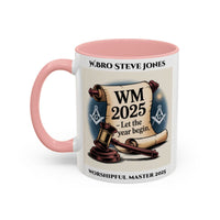 Premium Personalised Freemason Colour Rim Mug - Worshipful Master Design - 2025 Let the Year begin - Masonic Mugs