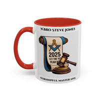 Premium Personalised Freemason Colour Rim Mug - Worshipful Master Design - 2025 Let the Year begin - Masonic Mugs