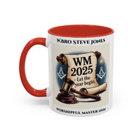 Premium Personalised Freemason Colour Rim Mug - Worshipful Master Design - 2025 Let the Year begin - Masonic Mugs